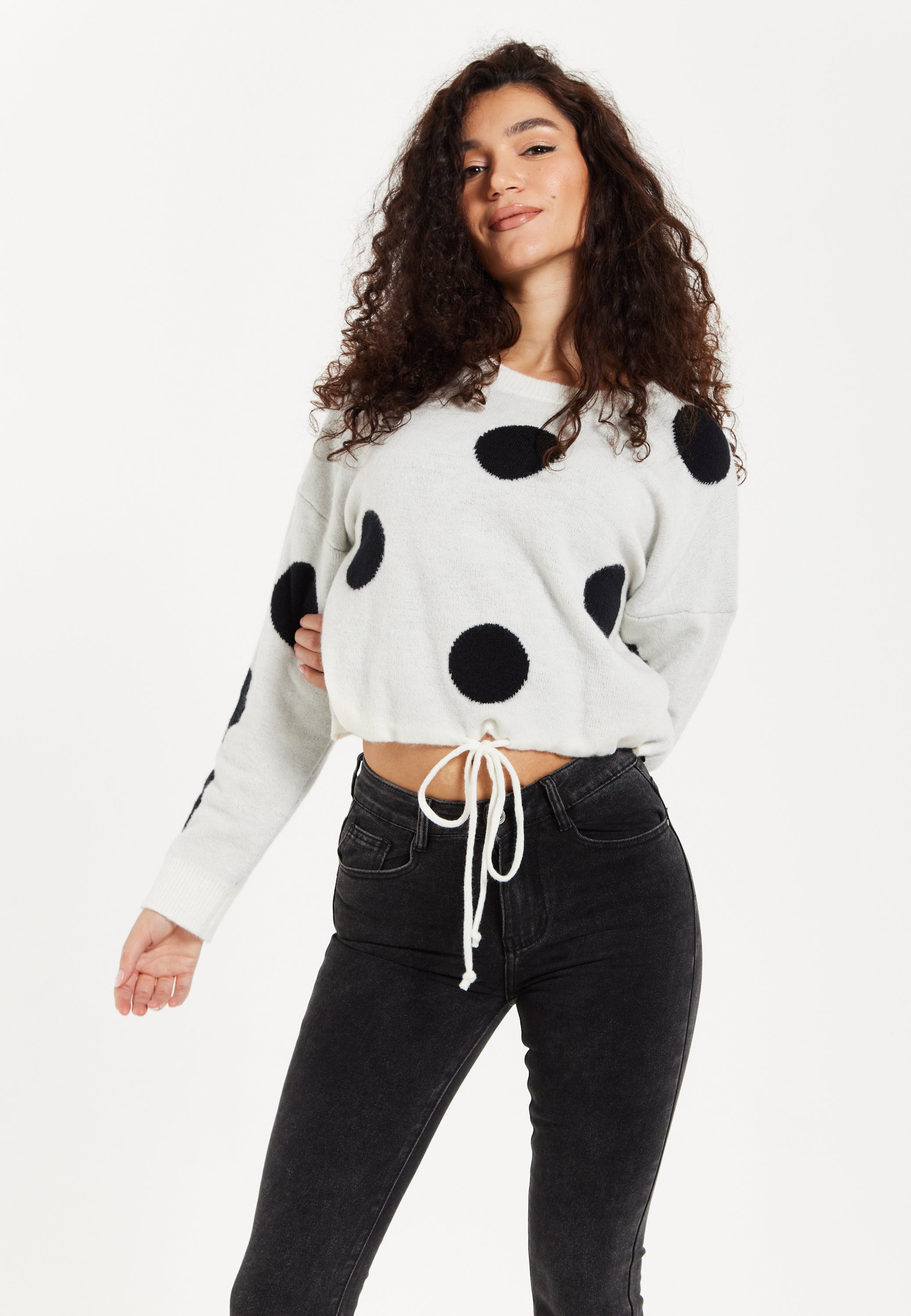 Black polka dot jumper best sale