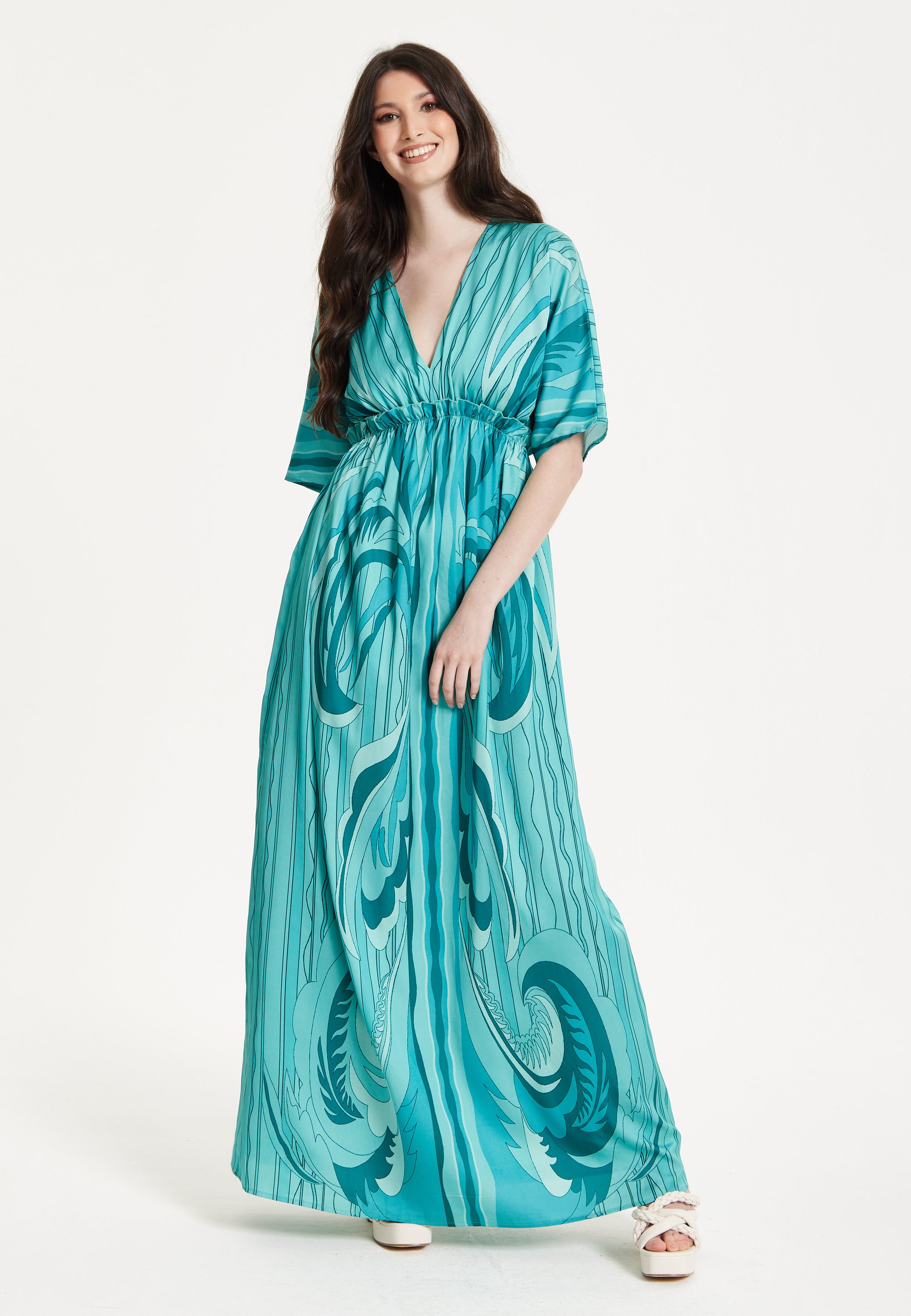 Turquoise Swirl Print Maxi Dress Liquorish Online Turquoise Swirl Print Maxi Dress Liquorish Online