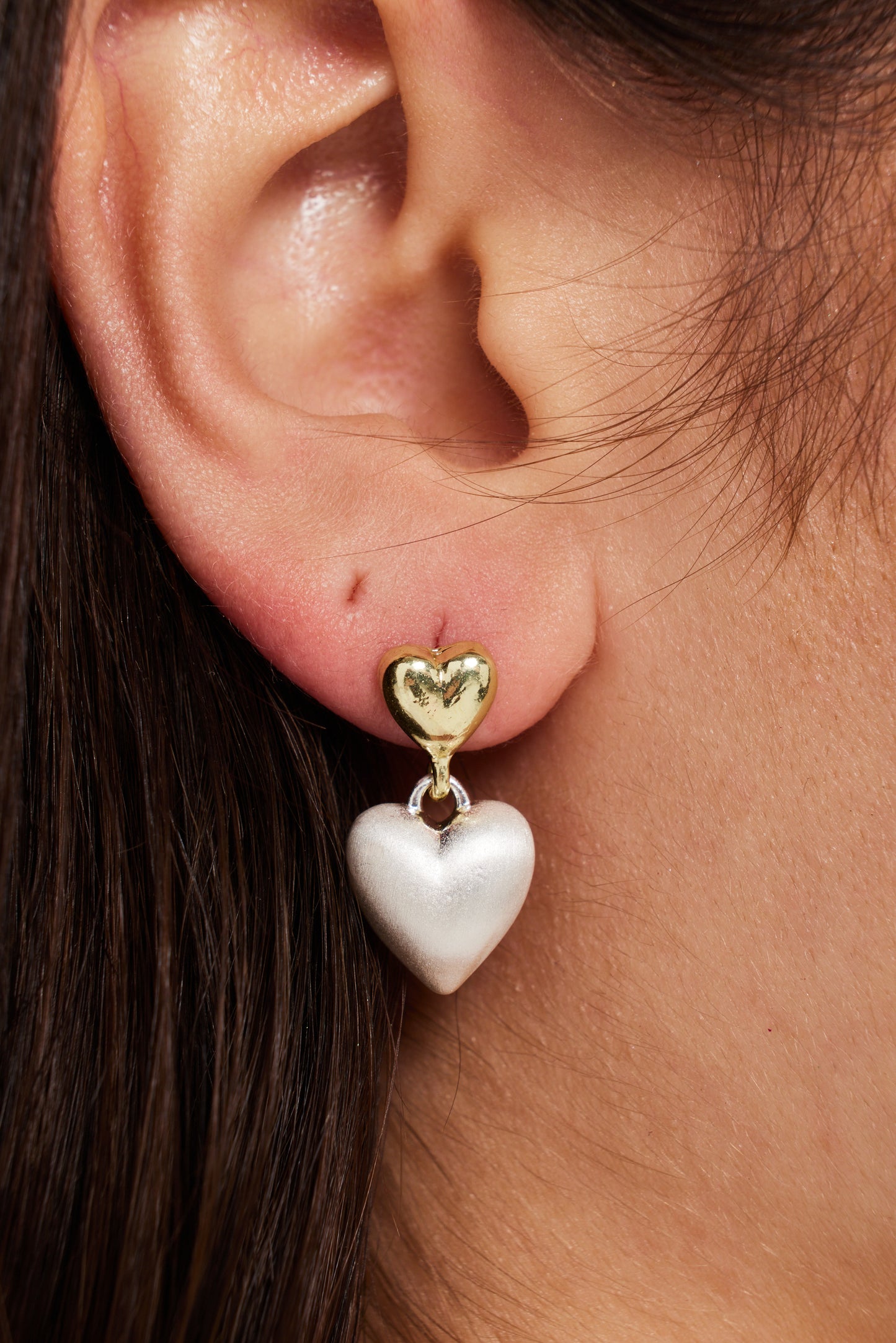 
                  
                    Liquorish Heart Stud Earrings With Pearl  Heart Drop In Gold
                  
                
