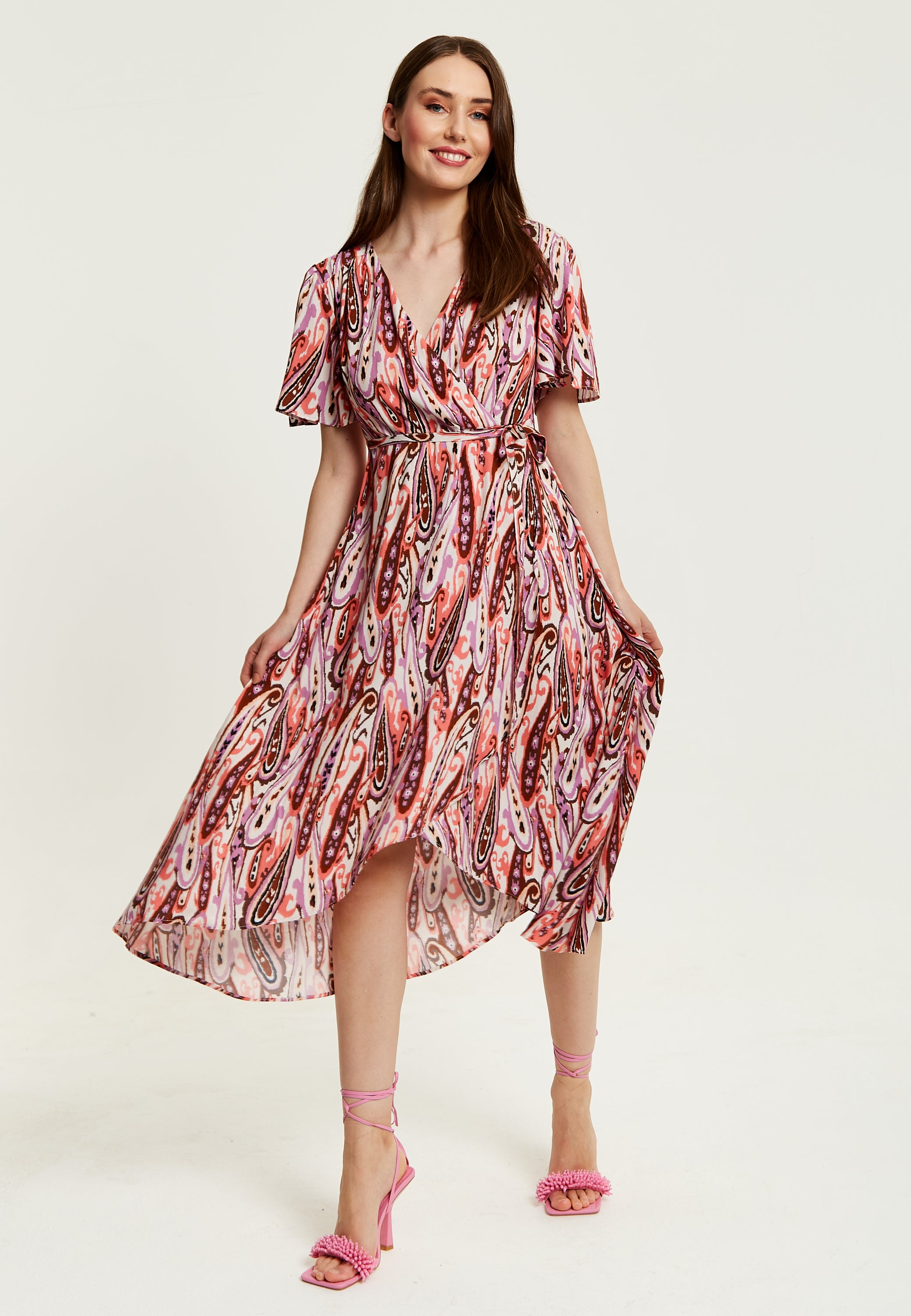 Paisley print best sale wrap dress