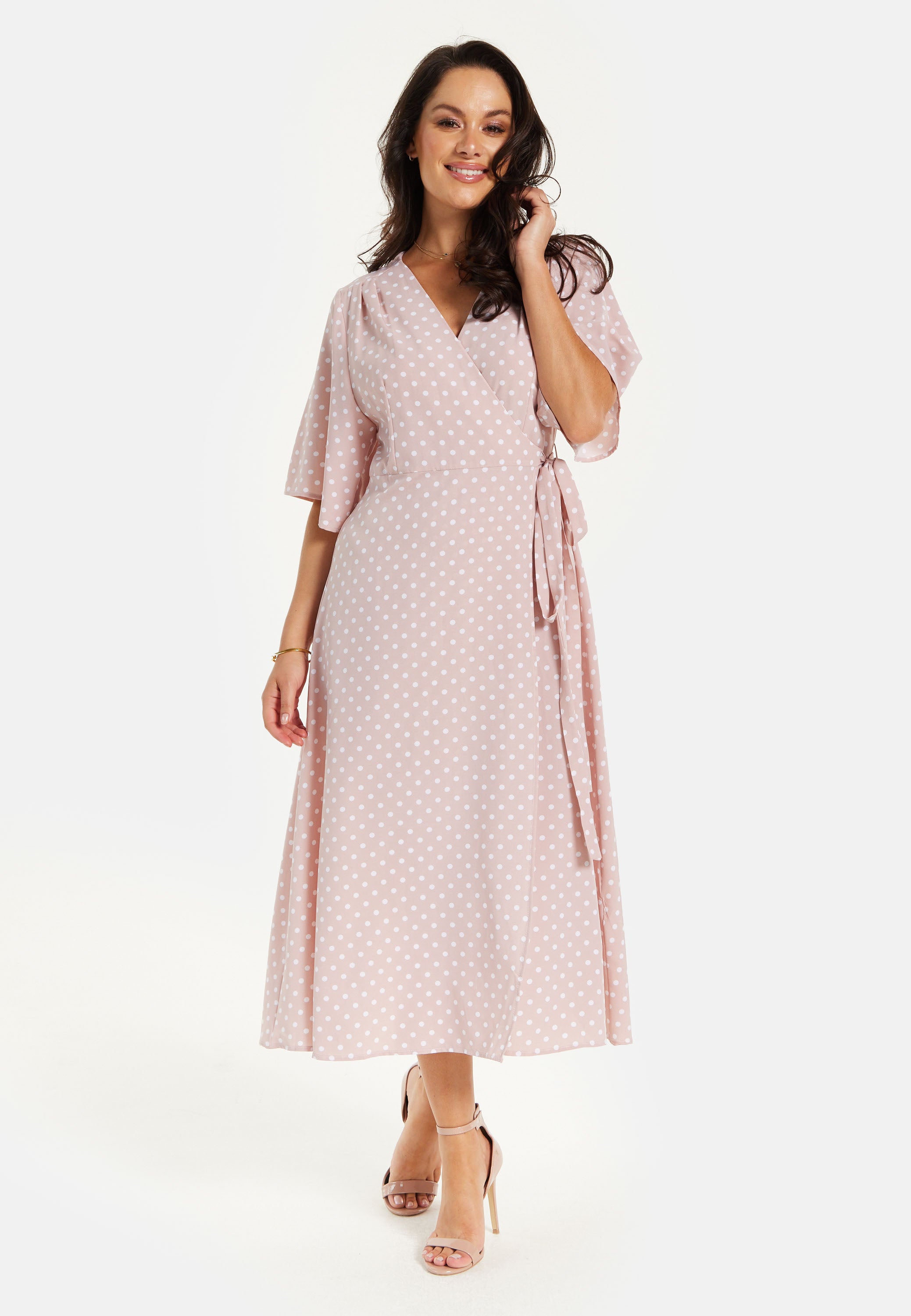 Dusty pink polka dot dress best sale