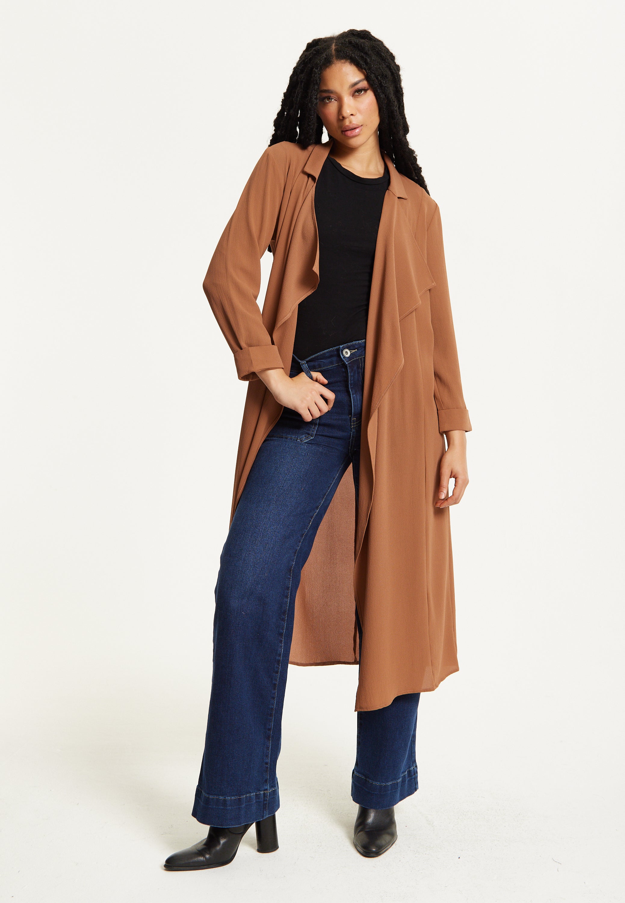 camel waterfall duster coat