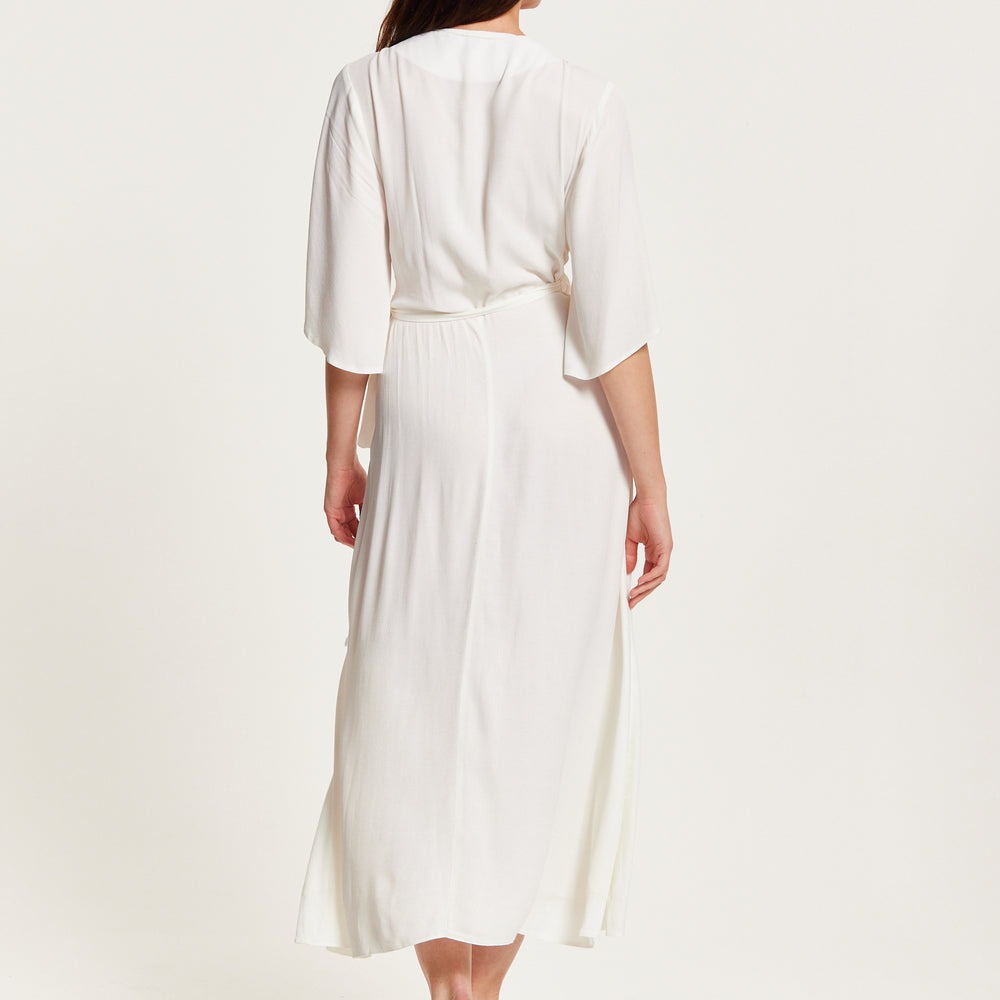 
                  
                    Liquorish Midi Wrap Dress With Kimono Sleeves In White
                  
                