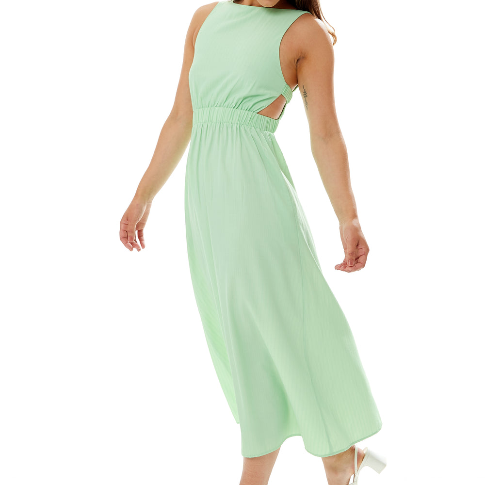 
                  
                    Liquorish Green  Midi Dress with Open Back and Elasticated Waist
                  
                