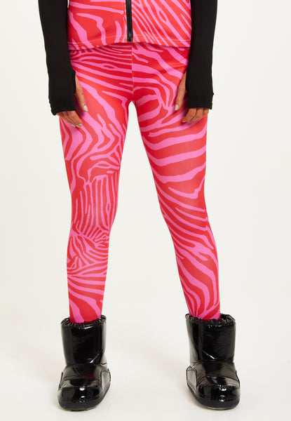 Liquorish Ski Base Layer Tights In Pink Zebra Print – Liquorish Online