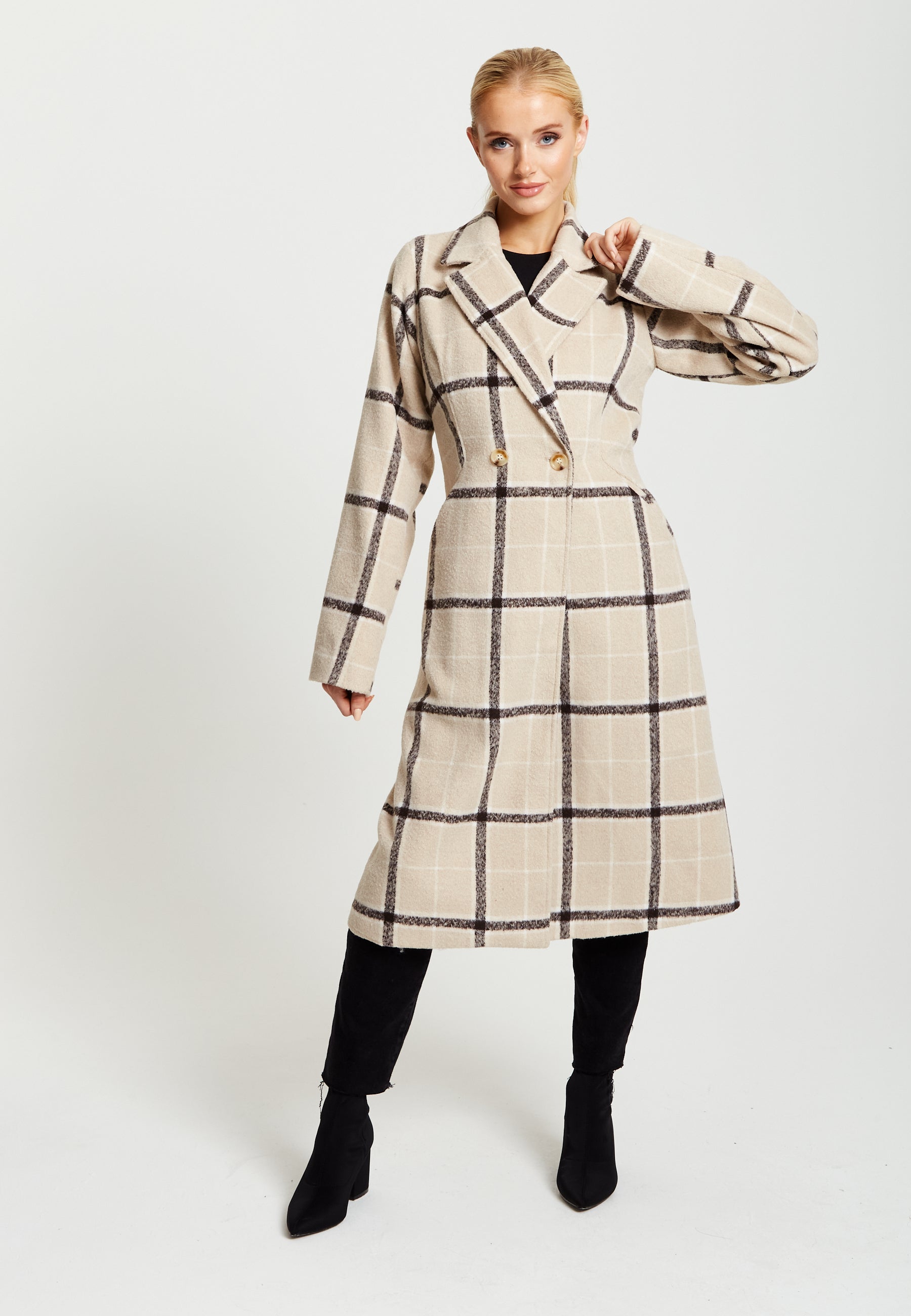 Longline checked coat best sale