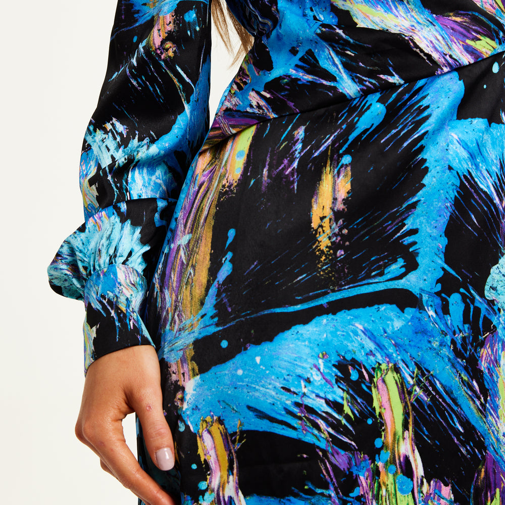 
                  
                    Liquorish Multicolour Abstract Print Midi Wrap Dress With Long Sleeves
                  
                