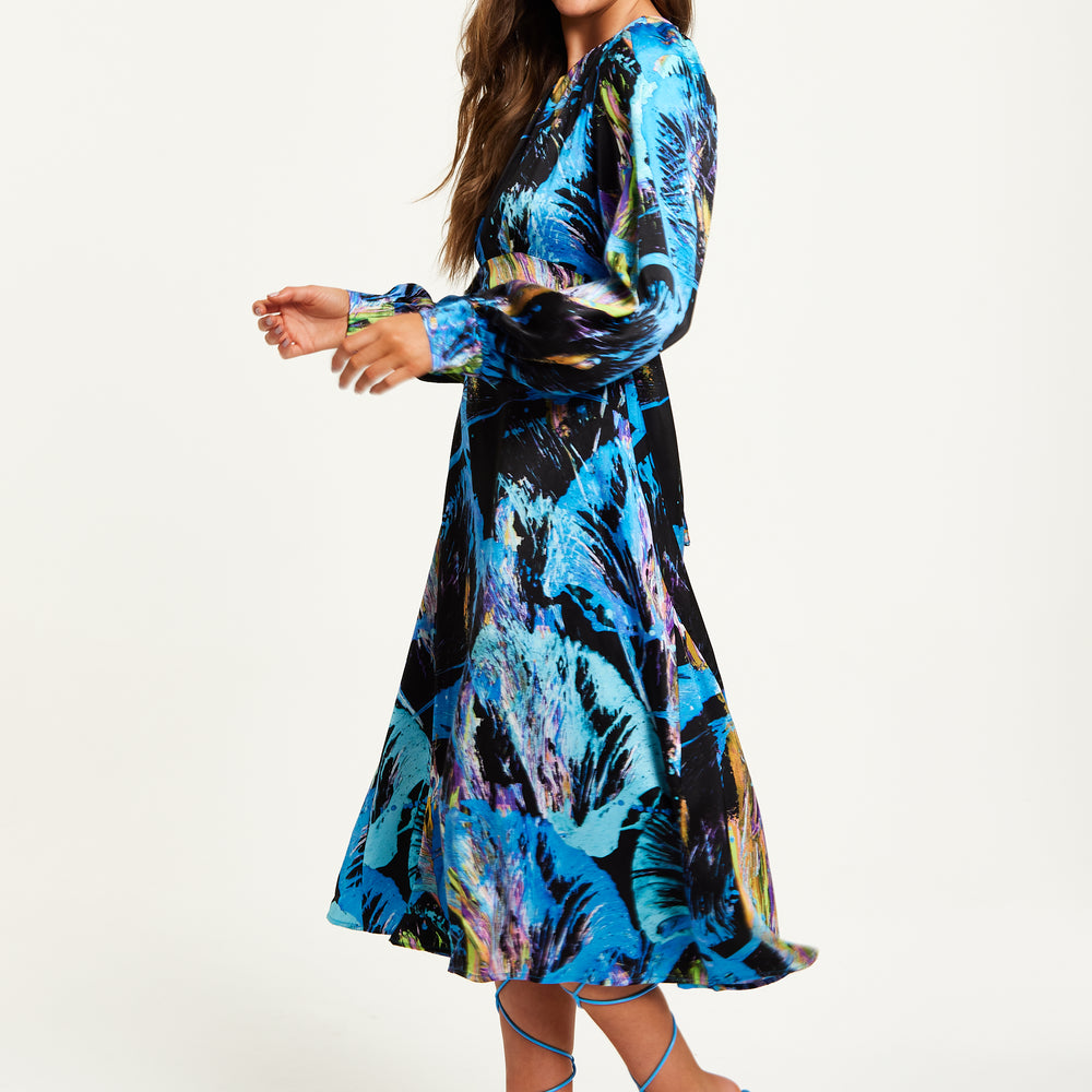 
                  
                    Liquorish Multicolour Abstract Print Midi Dress With Long Sleeves And Tie Waist
                  
                