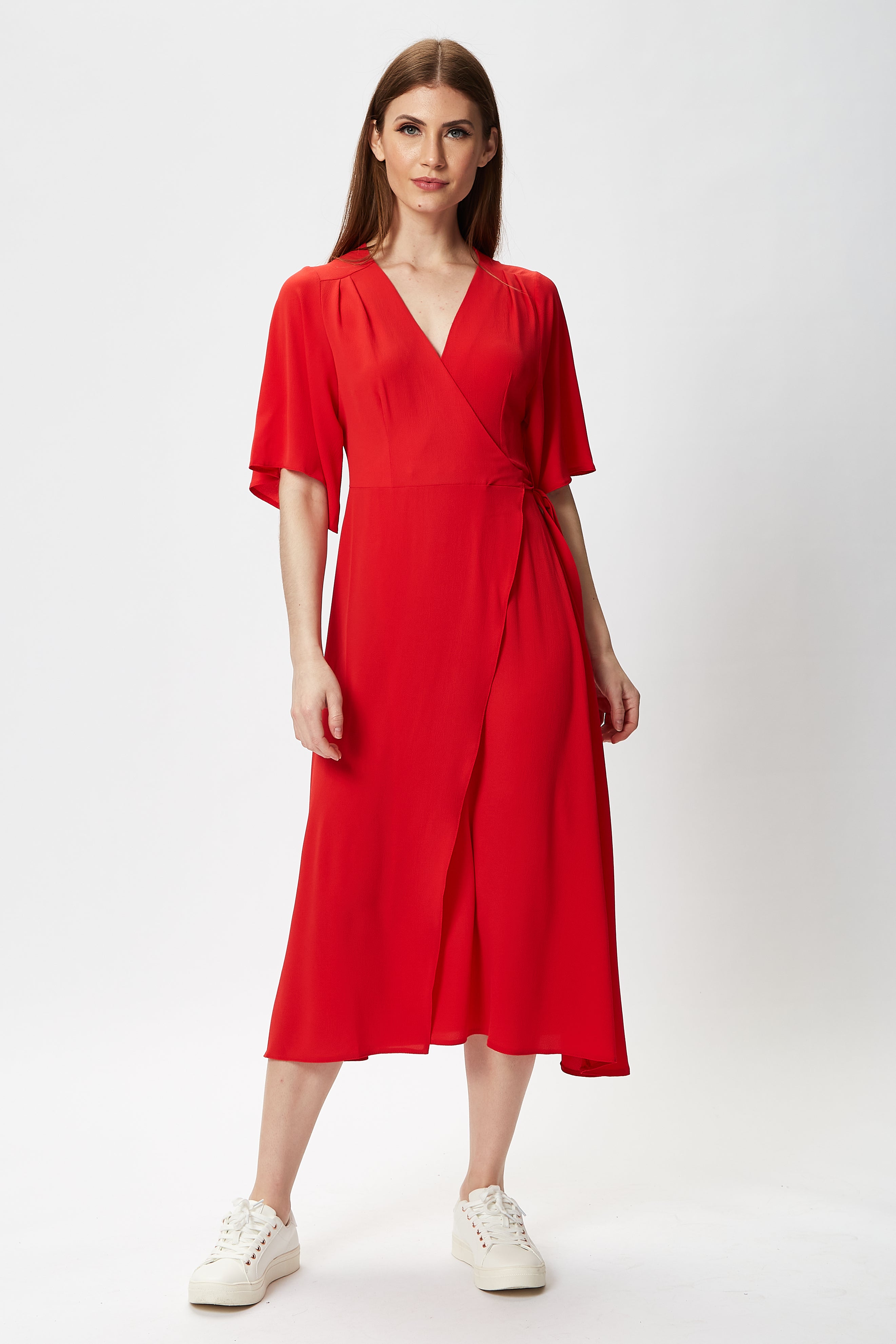 Midi Dress Kimono Sleeve Formal Dress Women's Midi Wrap Dress In