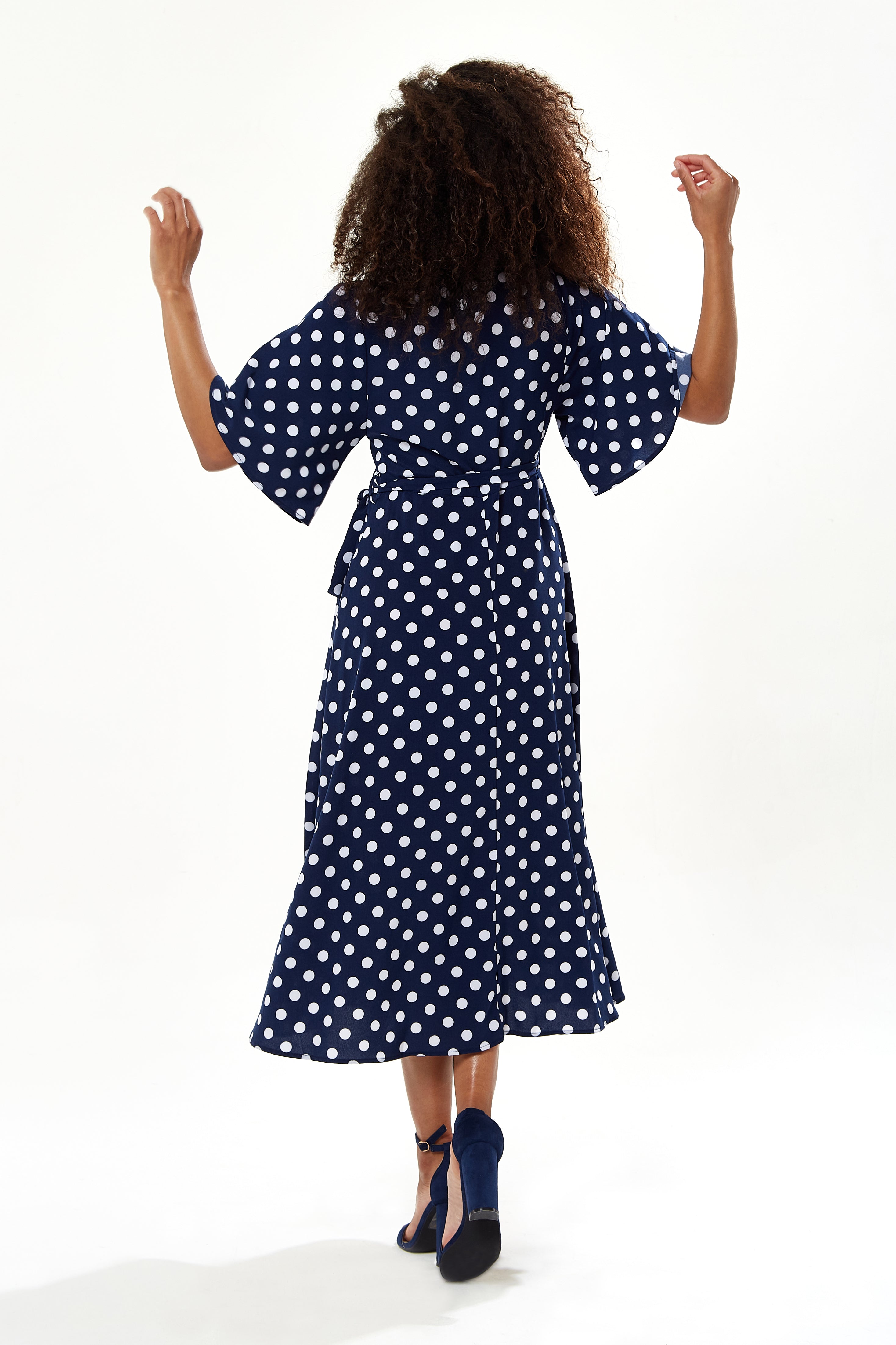 Navy Blue Polka Wrap Dress Dots Ygbgbb Womens Summer Dresses Polka