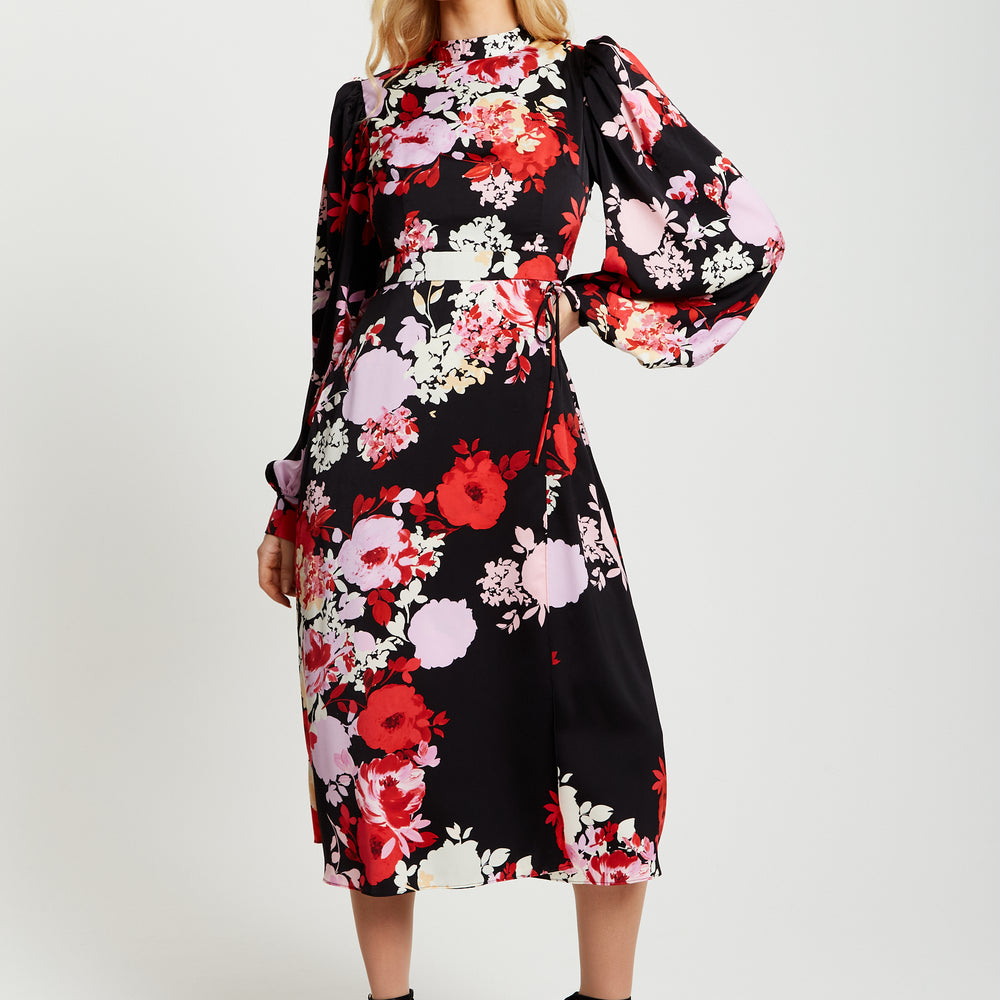 
                  
                    Liquorish Rose Print Midi Wrap Dress With Open Back Detail
                  
                