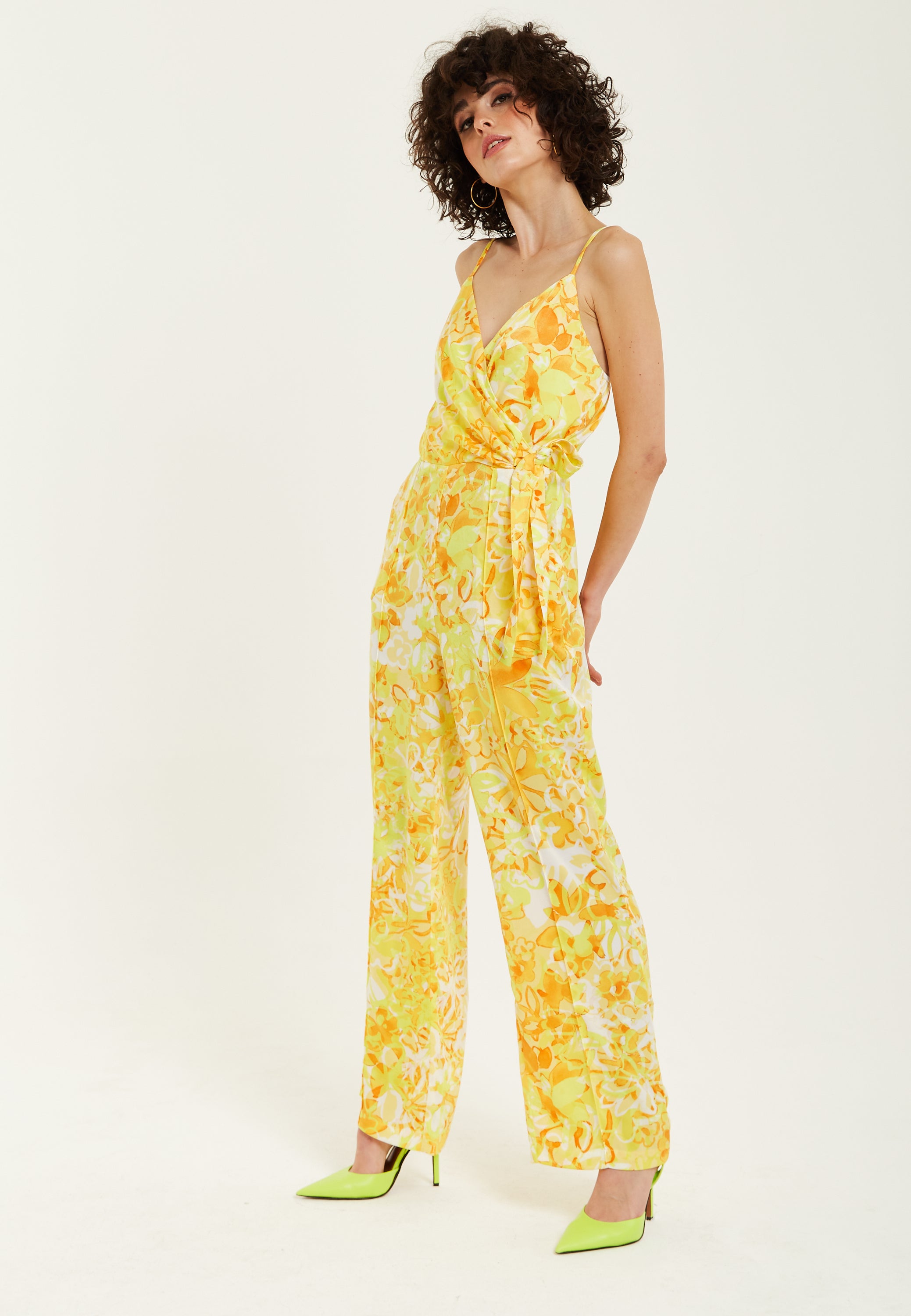 Floral v 2024 neck jumpsuit