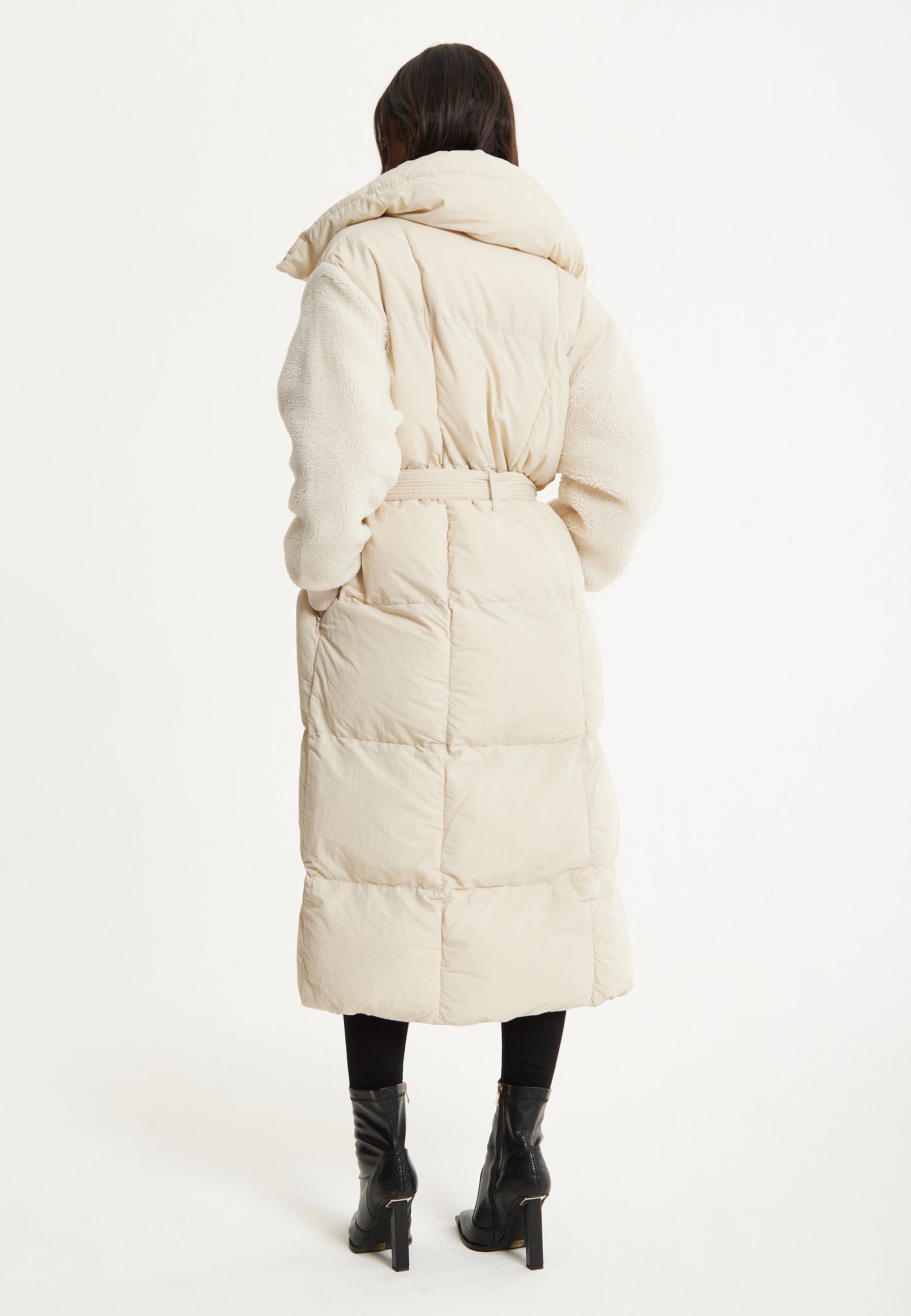 
                  
                    Cream Longline Belted Puffer Coat
                  
                