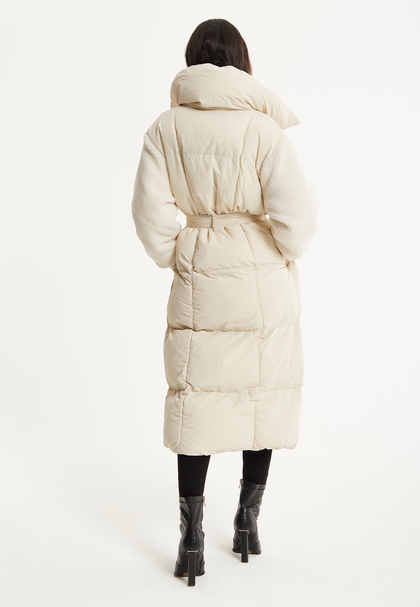 
                  
                    Cream Longline Belted Puffer Coat
                  
                