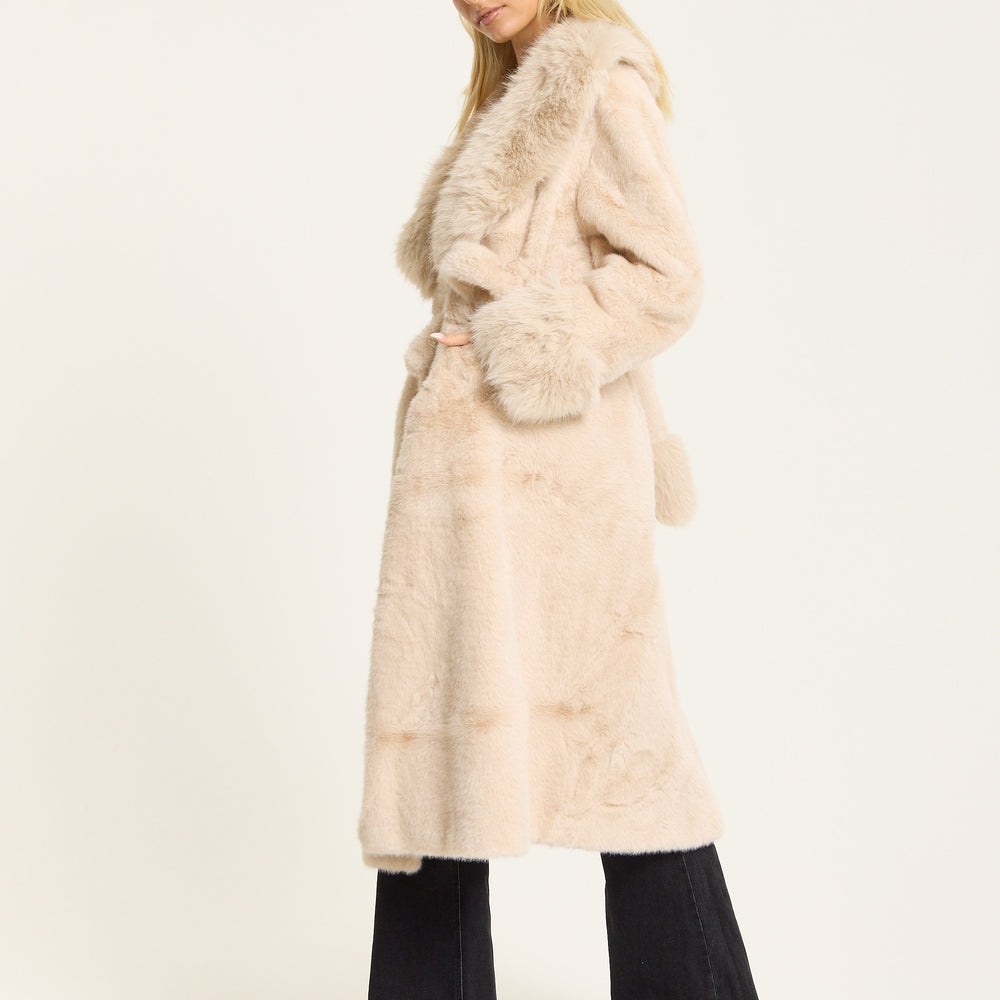 
                  
                    Beige Longline Faux Fur Coat
                  
                