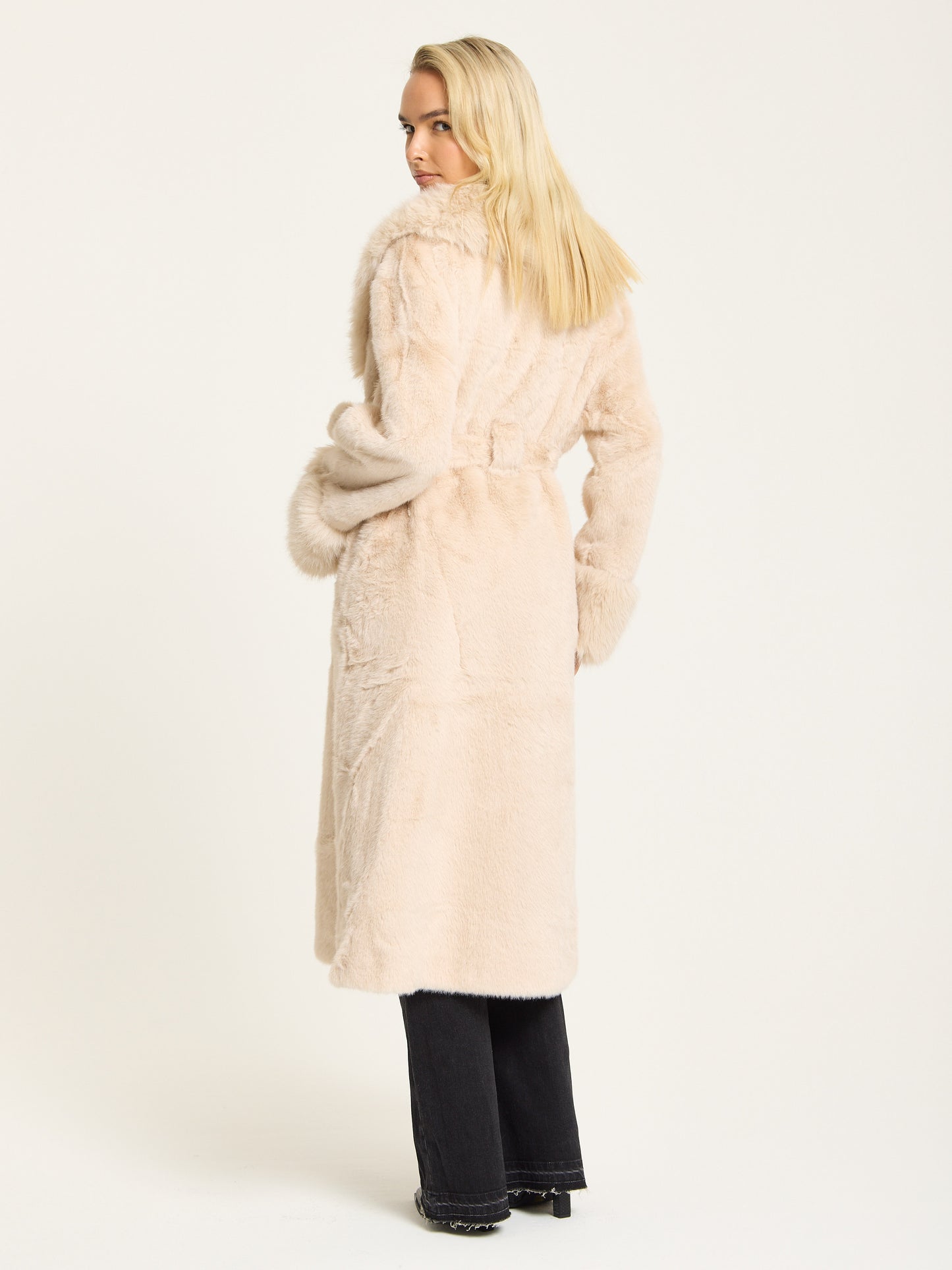 
                  
                    Beige Longline Faux Fur Coat
                  
                