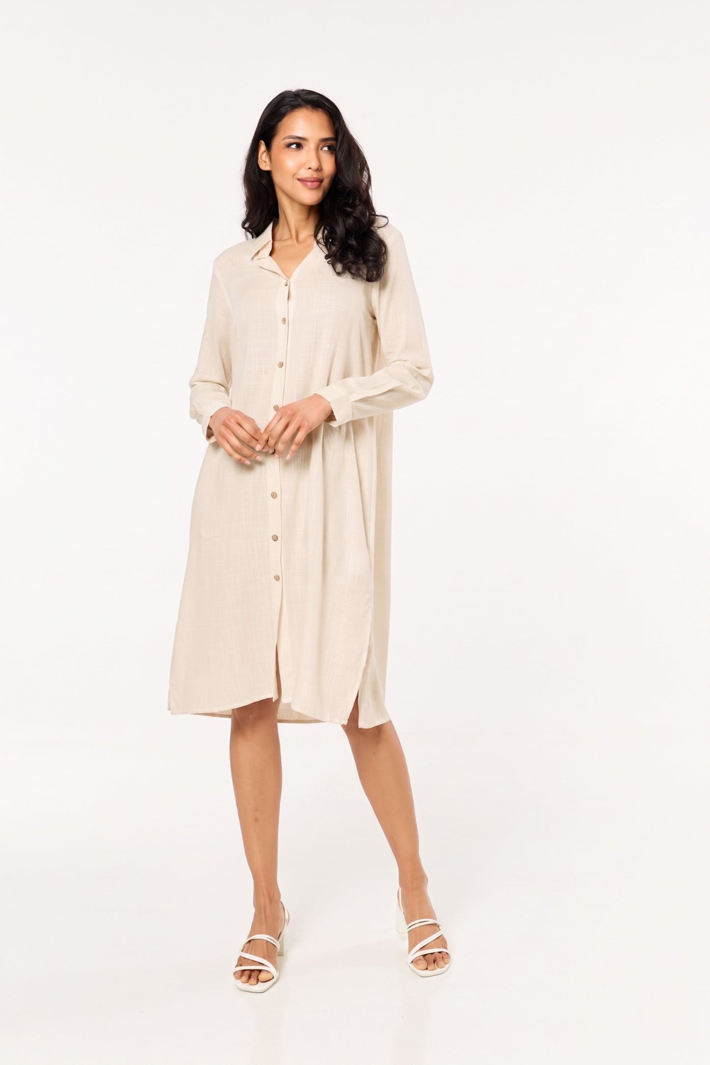 
                  
                    Beige Linen Blend Midi Dress
                  
                
