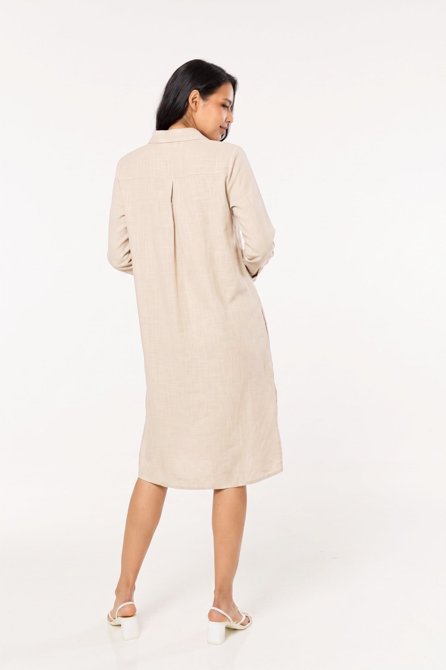 
                  
                    Beige Linen Blend Midi Dress
                  
                