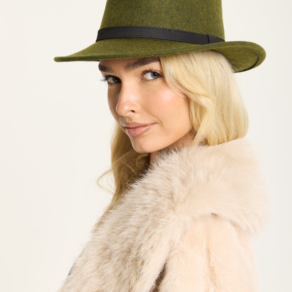 
                  
                    Khaki Wool Fedora Hat
                  
                