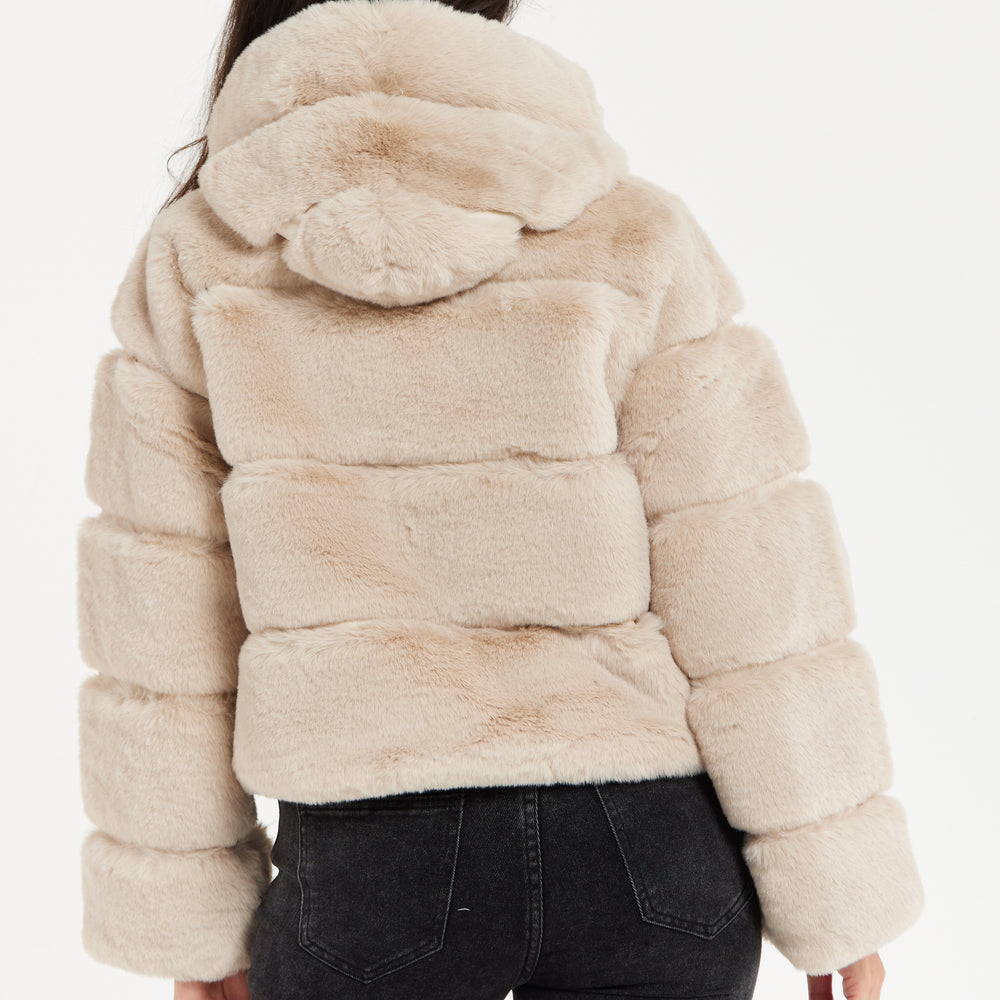 
                  
                    Liquorish Beige Puffer Jacket with Zip Detail
                  
                