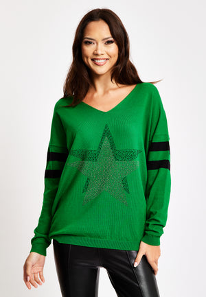 Divine Grace Green Long Sleeve Jumper with Sparkly Star