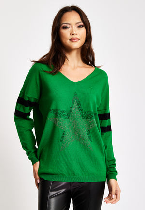 Divine Grace Green Long Sleeve Jumper with Sparkly Star