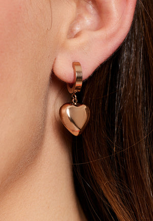 Liquorish Heart Earrings In Rose Gold