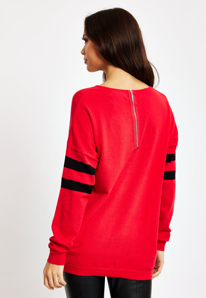 Divine Grace Red Jumper With Sparkly Star & Stripes