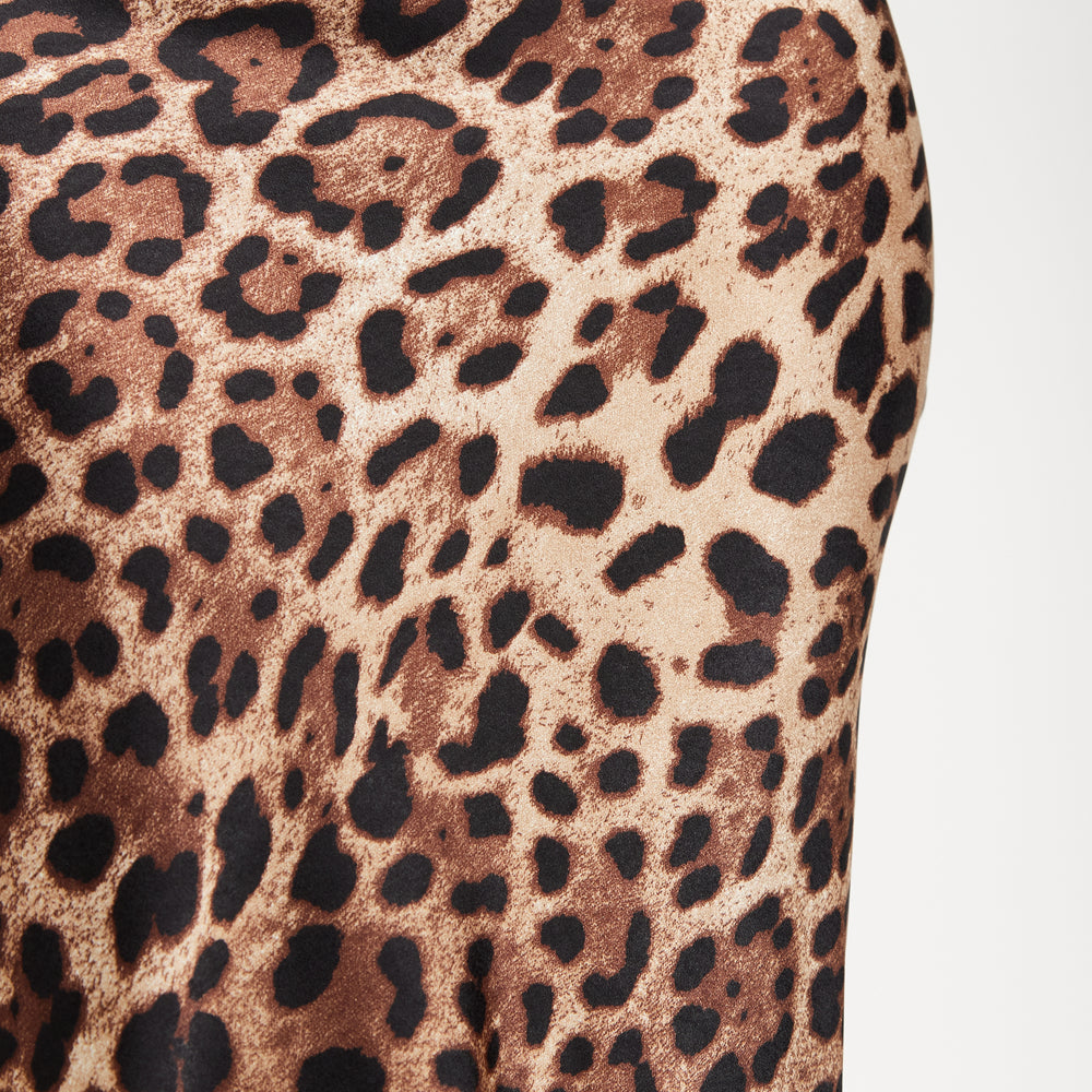 
                  
                    Liquorish Bias Cut Leopard Satin Midi Skirt
                  
                