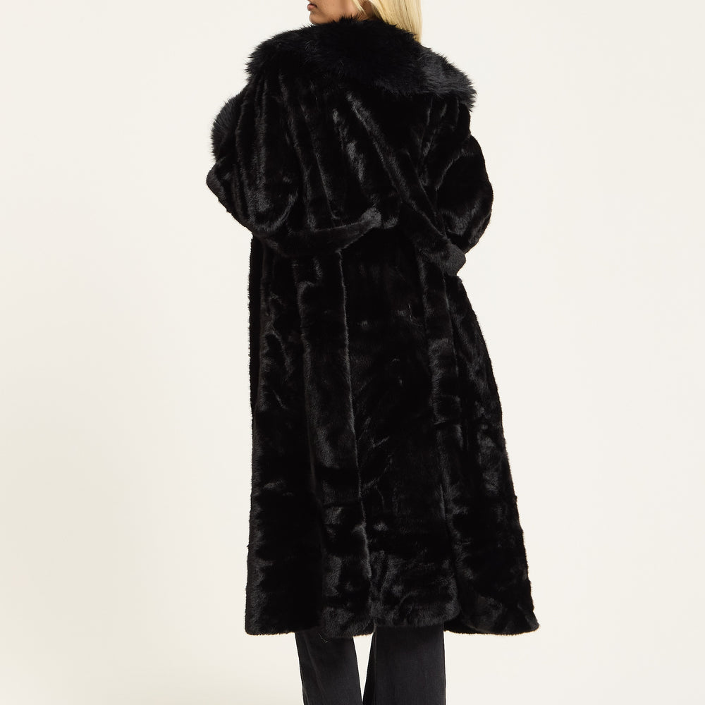 
                  
                    Black Longline Faux Fur Coat
                  
                