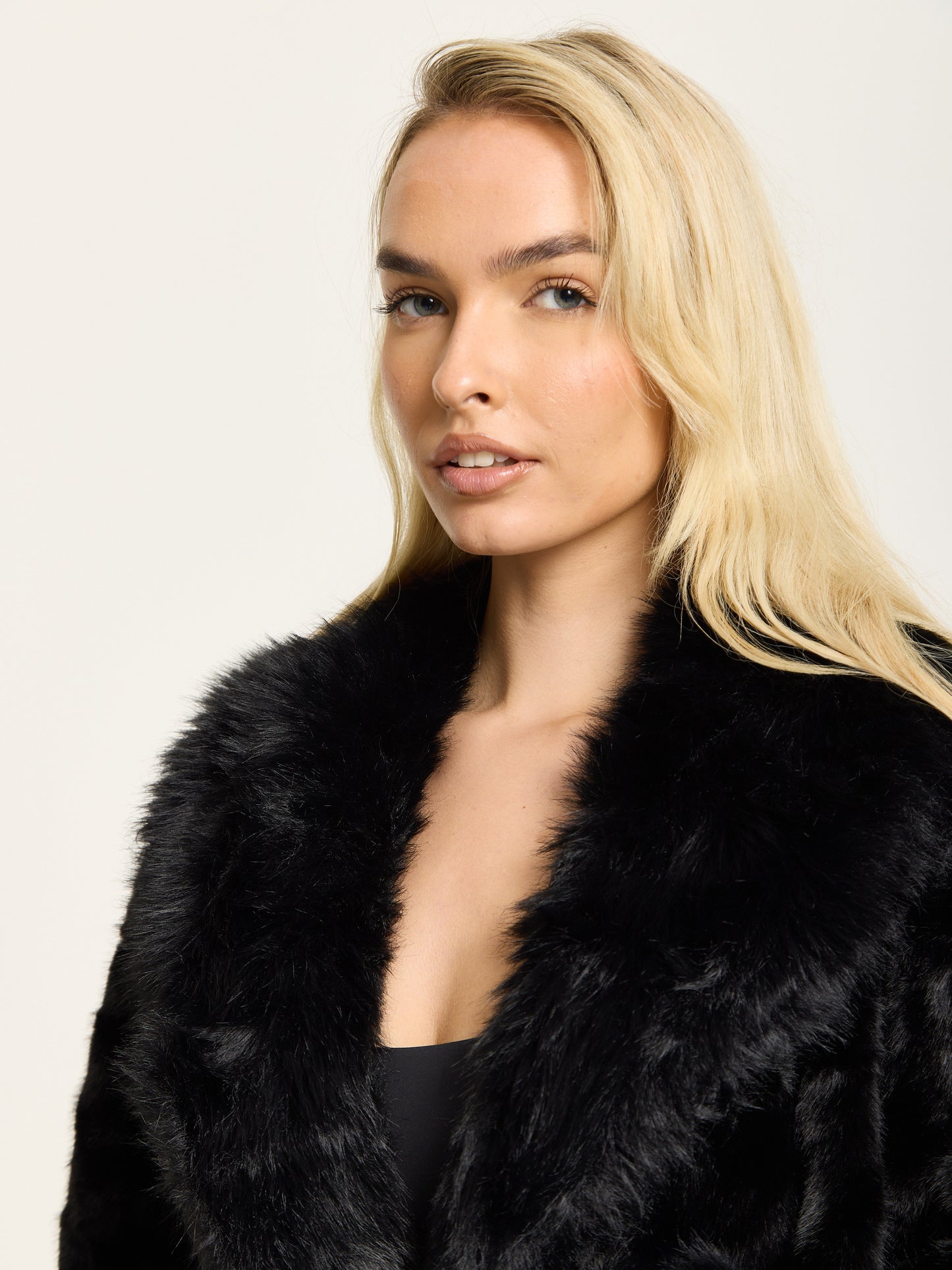 
                  
                    Black Longline Faux Fur Coat
                  
                