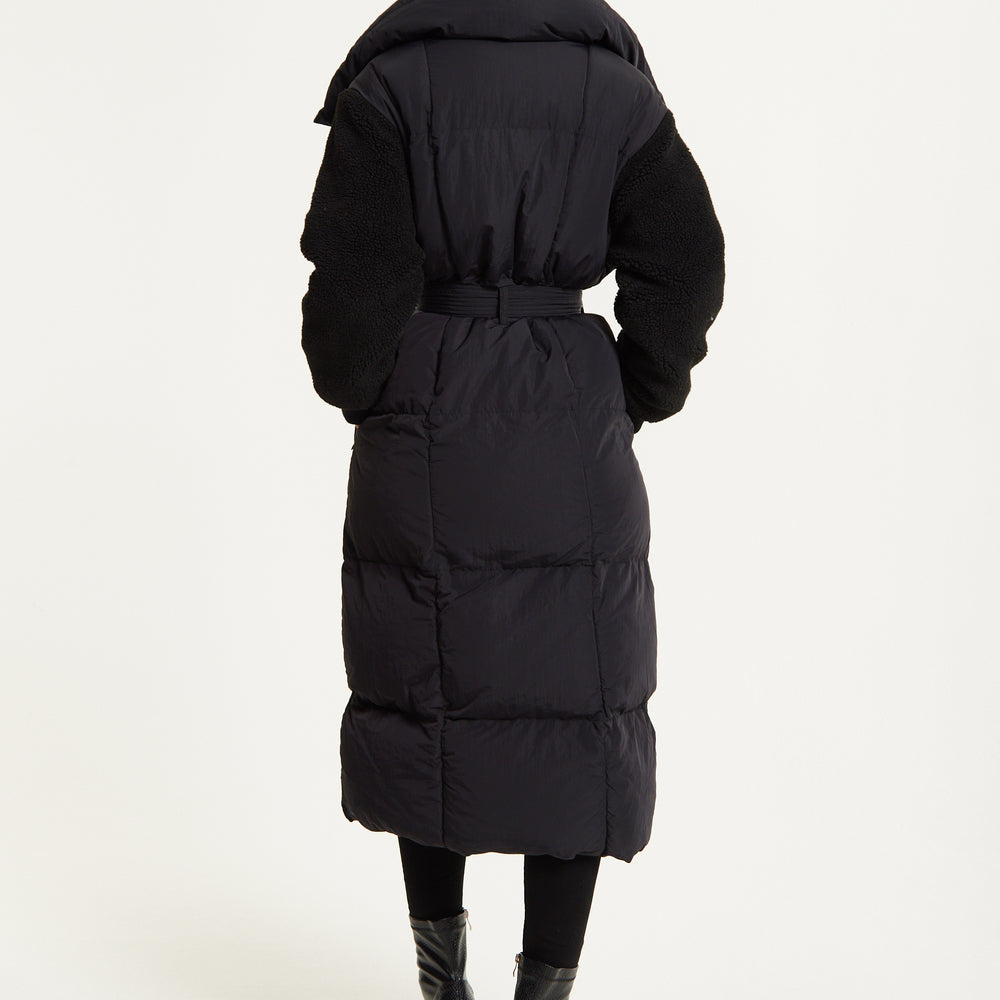 
                  
                    Black Longline Belted Puffer Coat
                  
                