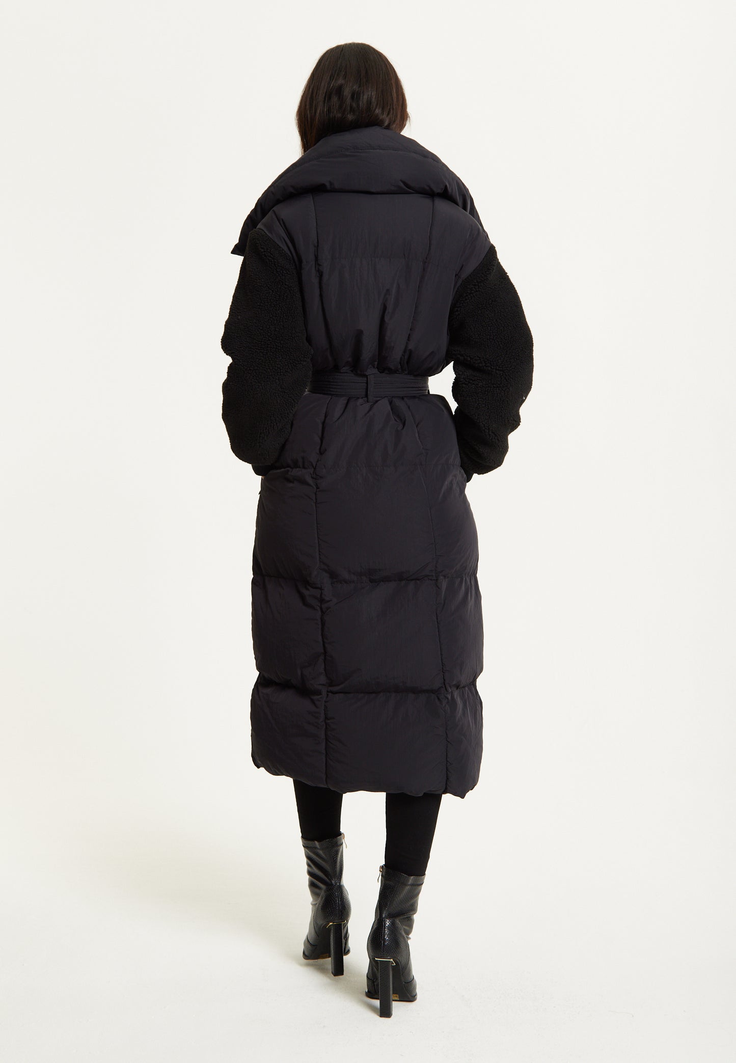 
                  
                    Black Longline Belted Puffer Coat
                  
                