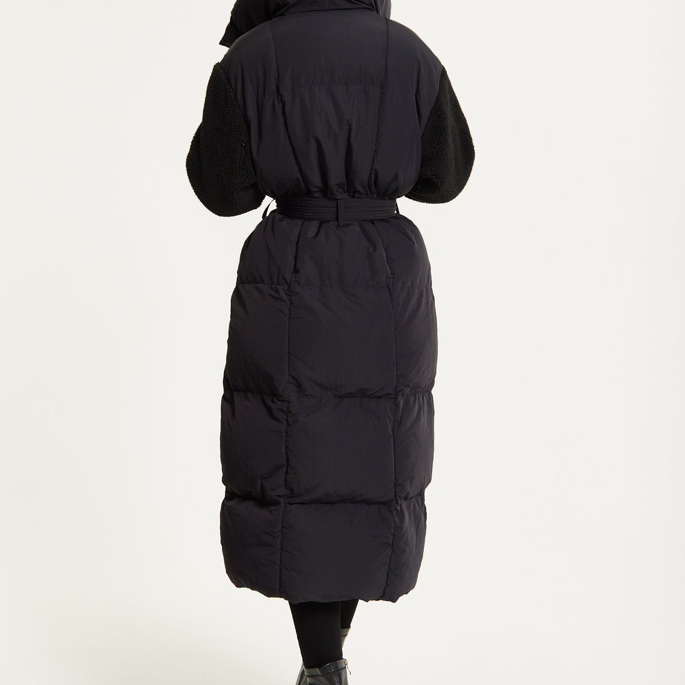 
                  
                    Black Longline Belted Puffer Coat
                  
                