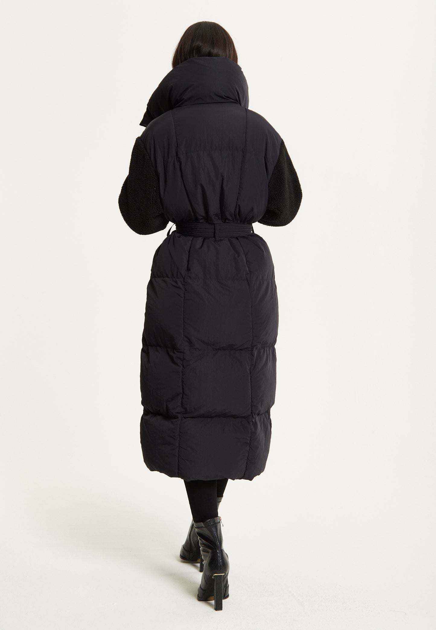 
                  
                    Black Longline Belted Puffer Coat
                  
                