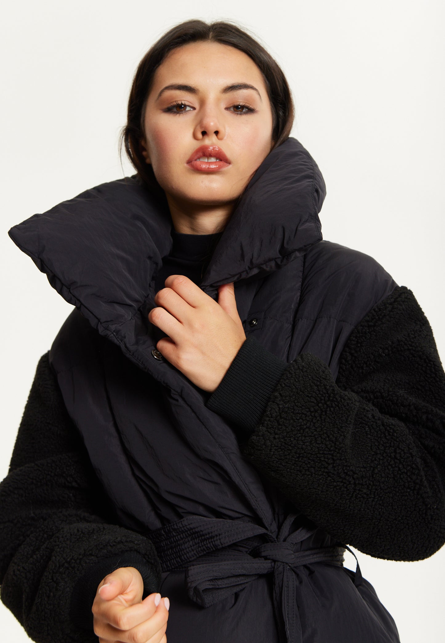 
                  
                    Black Longline Belted Puffer Coat
                  
                