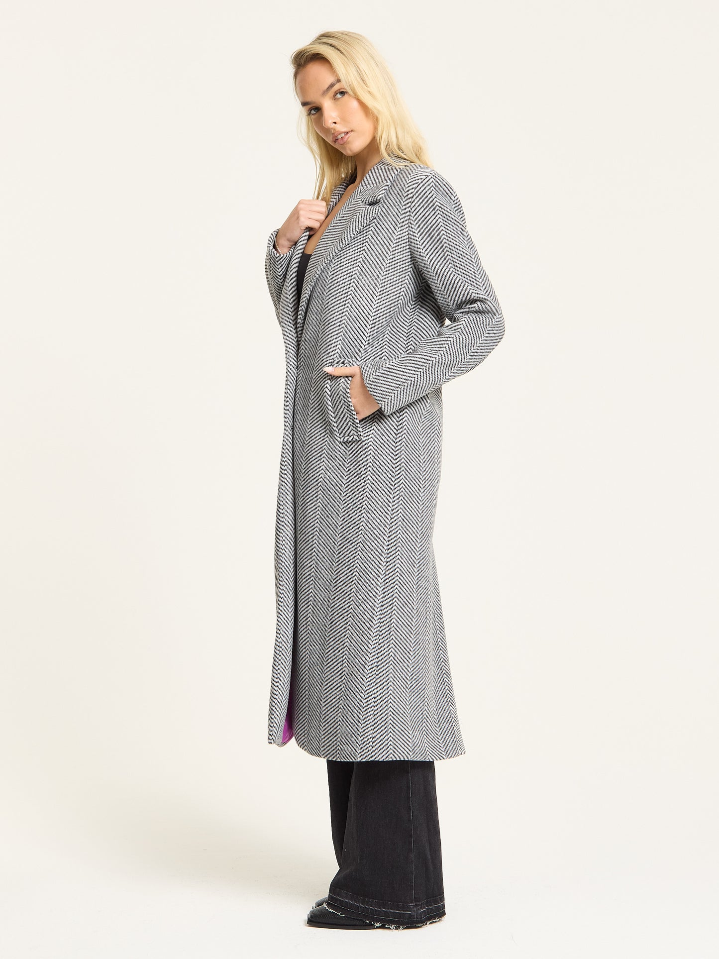 
                  
                    Herringbone Longline Tailored Coat
                  
                