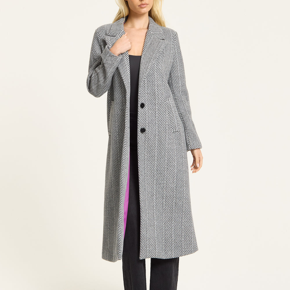 
                  
                    Herringbone Longline Tailored Coat
                  
                
