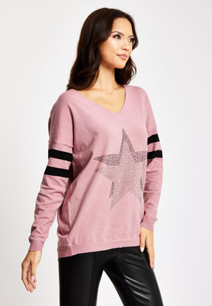 Divine Grace Pink Long Sleeve Jumper with Sparkly Star