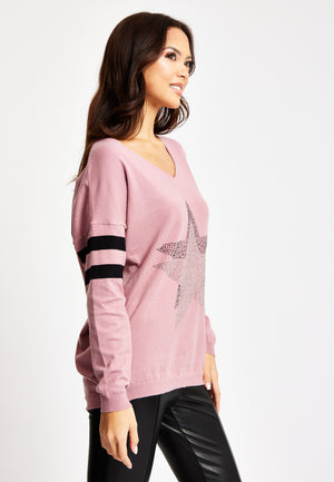 Divine Grace Pink Long Sleeve Jumper with Sparkly Star