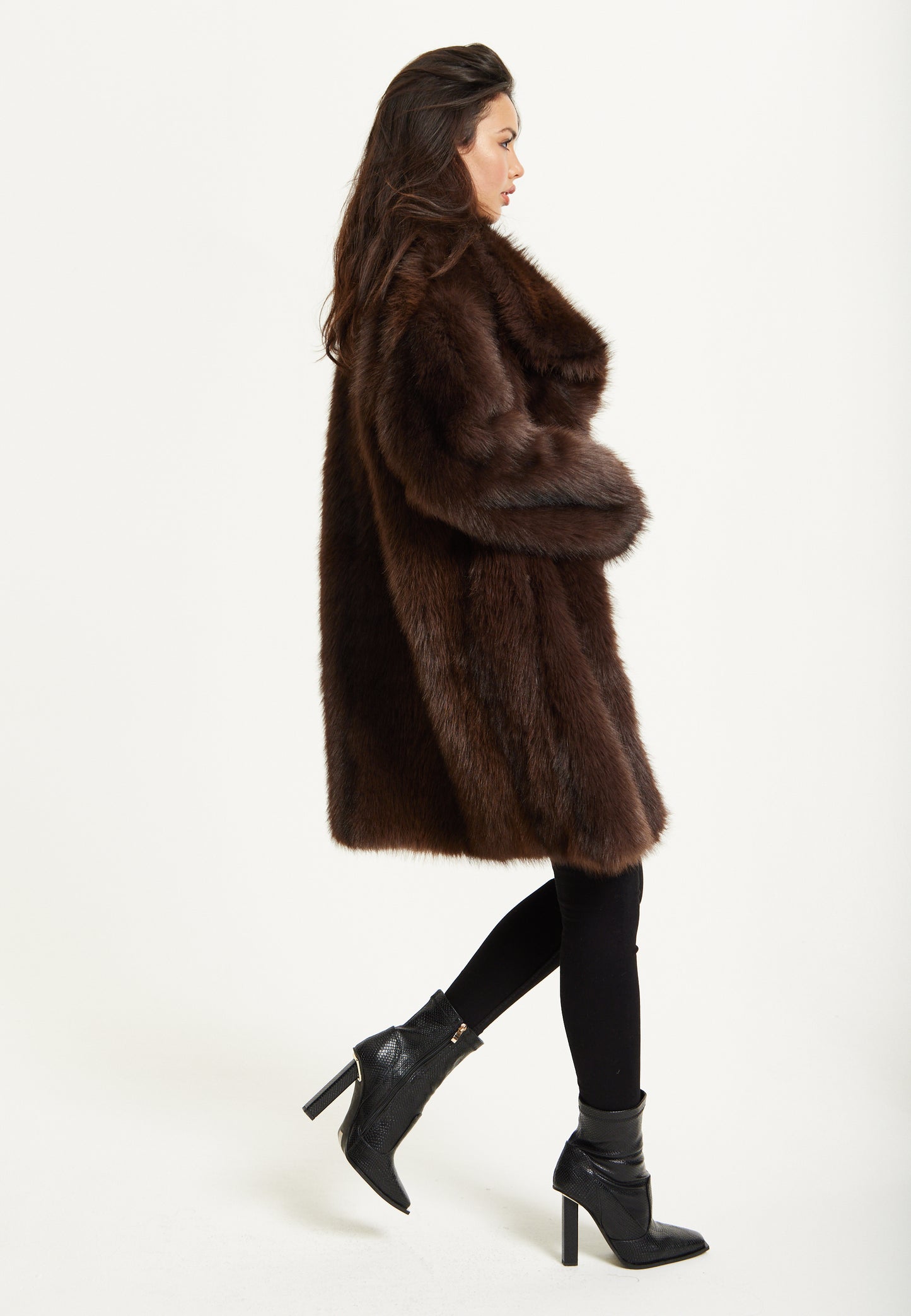 
                  
                    Chocolate Brown Faux Fur Midi Coat
                  
                
