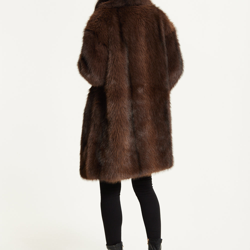 
                  
                    Chocolate Brown Faux Fur Midi Coat
                  
                