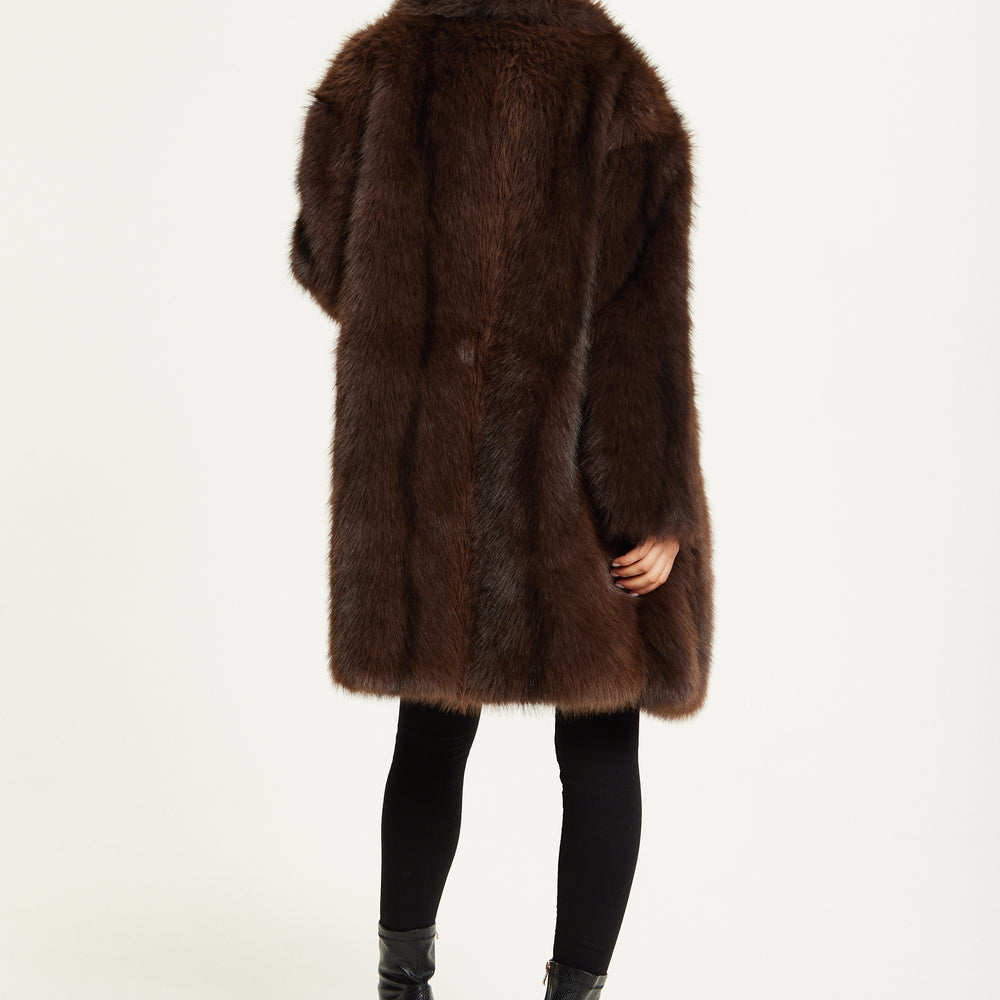 
                  
                    Chocolate Brown Faux Fur Midi Coat
                  
                