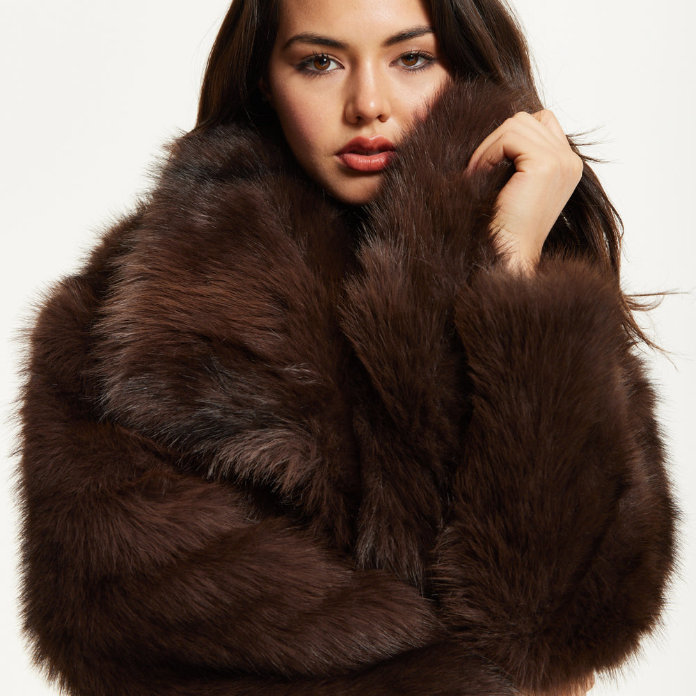 
                  
                    Chocolate Brown Faux Fur Midi Coat
                  
                