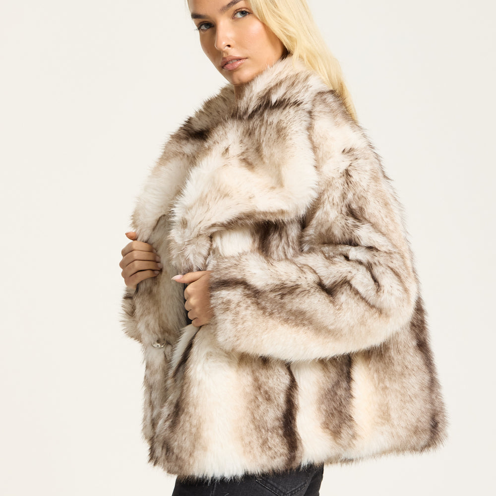 
                  
                    Beige Ombre Faux Fur Coat
                  
                
