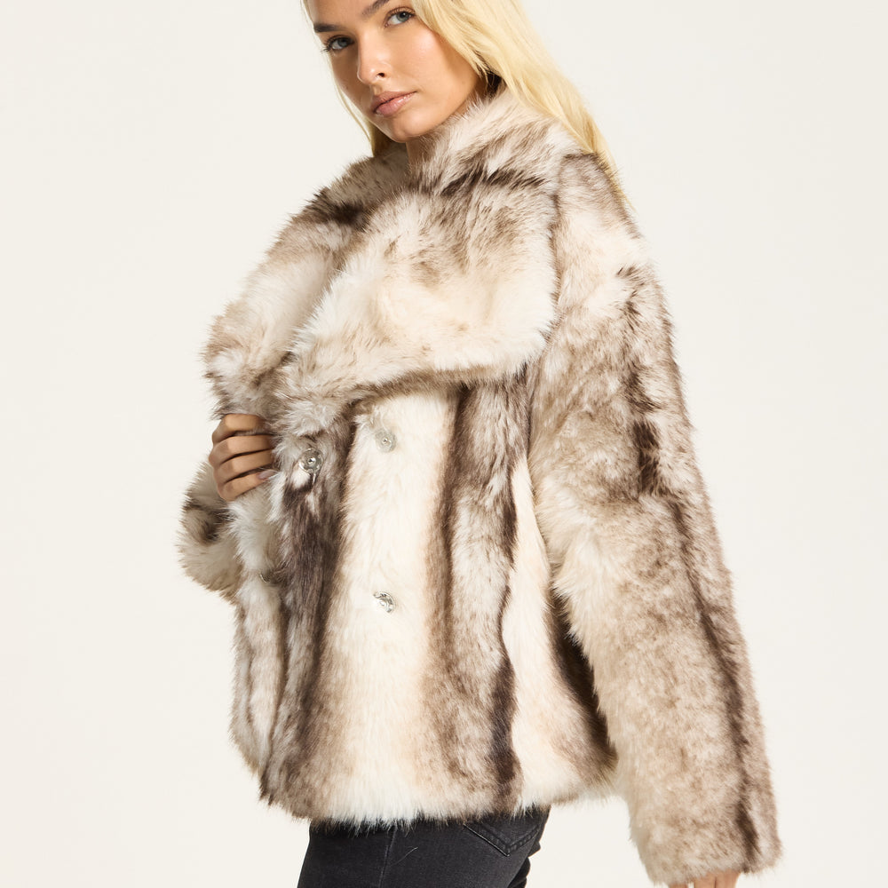 
                  
                    Beige Ombre Faux Fur Coat
                  
                