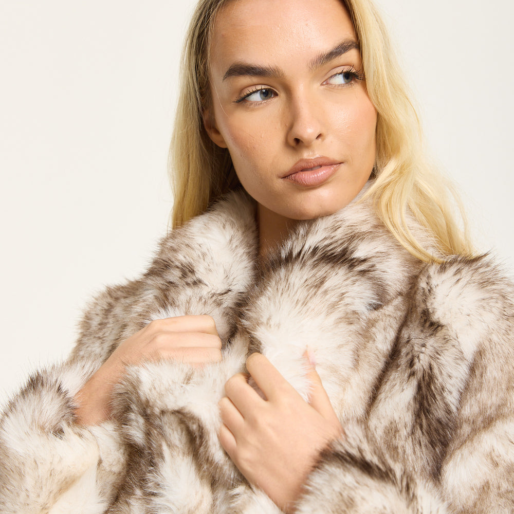 
                  
                    Beige Ombre Faux Fur Coat
                  
                