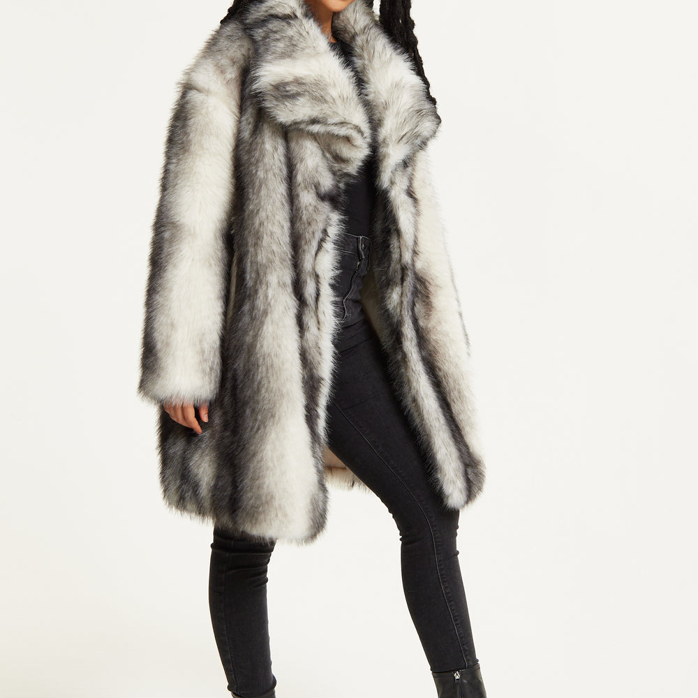 
                  
                    Grey Ombre Faux Fur Midi Coat
                  
                