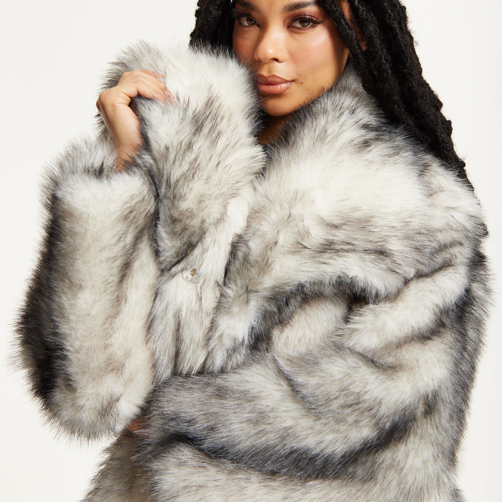 
                  
                    Grey Ombre Faux Fur Midi Coat
                  
                