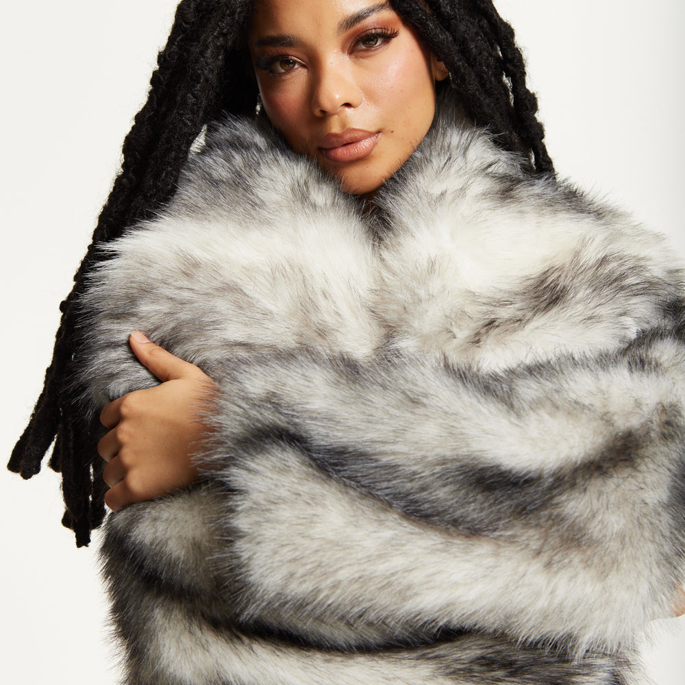 
                  
                    Grey Ombre Faux Fur Midi Coat
                  
                